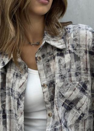Женская стильная рубашка в клетку 4 цвета / женская рубашка клетка