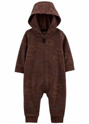 Бавовняний чоловічок ромпер сліп комбінезон двунитка з капюшоном  carter’s картерс для хлопчика