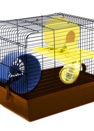 Клітина для гризунів "хом'як-1 люкс" 330x230x290 фарба, синій барабан