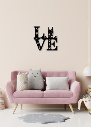 Панно love&paws доберман 20x20 см - картины и лофт декор из дерева на стену.5 фото