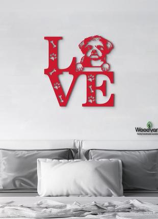 Панно love&paws лхаса-апсо 20x20 см - картины и лофт декор из дерева на стену.4 фото