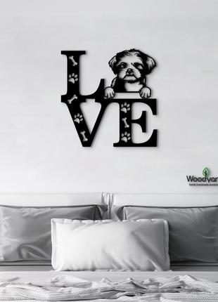 Панно love&paws лхаса-апсо 20x20 см - картины и лофт декор из дерева на стену.