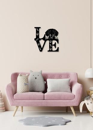 Панно love&paws такса 20x20 см - картины и лофт декор из дерева на стену.7 фото