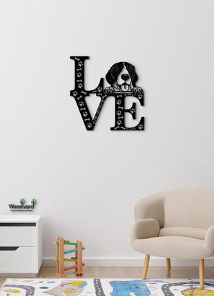 Панно love&bones бигль 20x20 см - картины и лофт декор из дерева на стену.7 фото