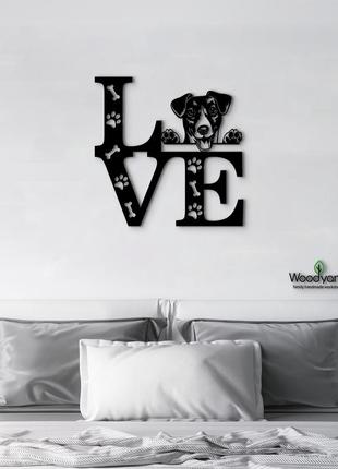 Панно love&paws джек рассел-терьер 20x20 см - картины и лофт декор из дерева на стену.6 фото