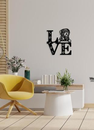 Панно love&paws дого-де-бордо 20x23 см - картины и лофт декор из дерева на стену.7 фото