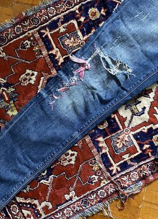 ❤️ джинсы зара винтажные с бантиком coquette y2k рваные7 фото
