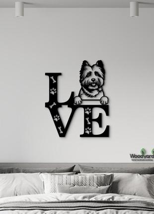 Панно love&paws керн терьер 20x23 см - картины и лофт декор из дерева на стену.6 фото