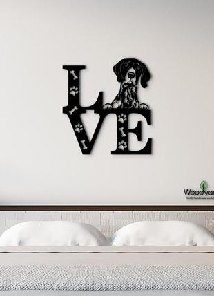 Панно love&paws курцхаар 20x23 см - картини та лофт декор з дерева на стіну.