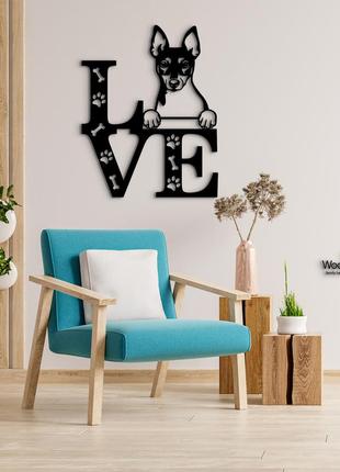 Панно love&paws американский тои-фокс-терьер 20x25 см - картины и лофт декор из дерева на стену.6 фото