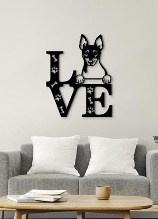 Панно love&paws американский тои-фокс-терьер 20x25 см - картины и лофт декор из дерева на стену.1 фото