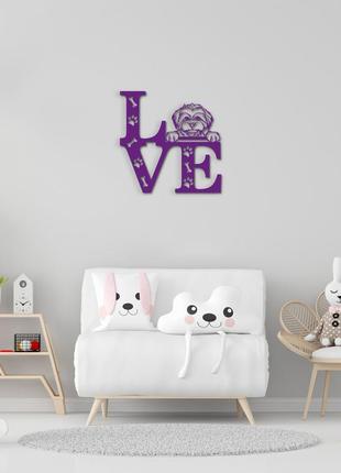 Панно love&paws ши-пу 20x20 см - картины и лофт декор из дерева на стену.8 фото