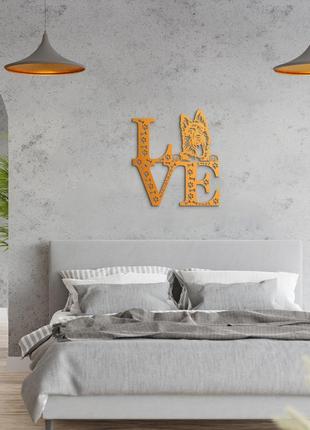 Панно love&bones немецкая овчарка 20x23 см - картины и лофт декор из дерева на стену.10 фото