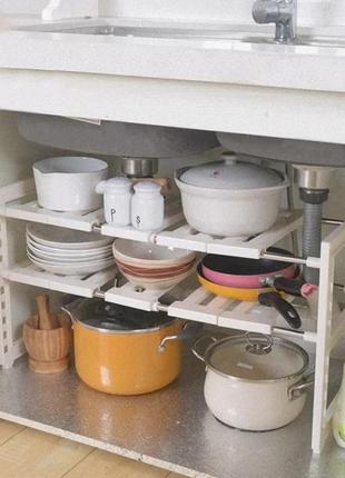 Багатофункціональна кухонна полиця органайзер під раковину кухонний стелаж розсувний...