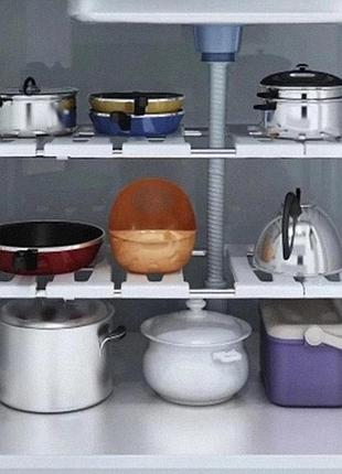 Багатофункціональна кухонна полиця органайзер під раковину кухонний стелаж розсувний...