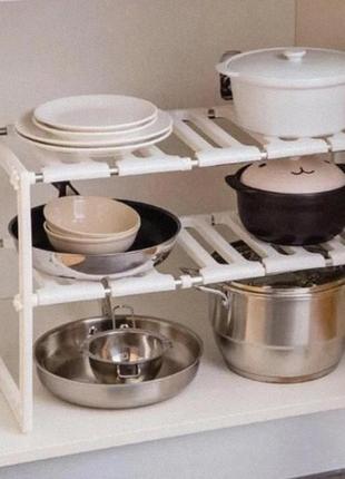 Багатофункціональна кухонна полиця органайзер під раковину кухонний стелаж розсувний...