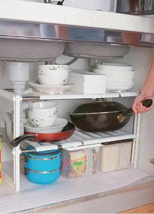 Багатофункціональна кухонна полиця органайзер під раковину кухонний стелаж розсувний...