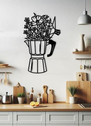 Сучасна картина на кухню, дерев'яний декор для дому "арома кава", декоративне панно 25x15 см2 фото