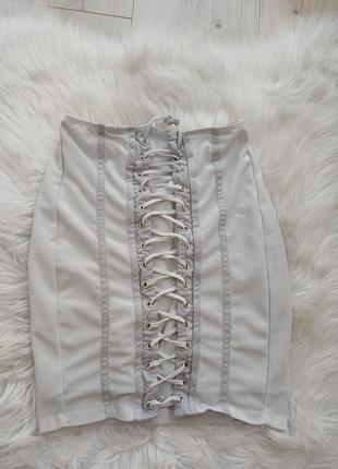 Сіра корсетна міні юбка спідниця від oh polly1 фото