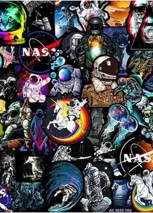 Набор виниловых наклеек стикеров (наклеек) наса nasa \ космос стикербомбинг на авто телефон ноутбук