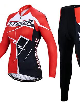 Вело костюм жіночий x-tiger xw-ct-154 red m кофта з довгим рукавом та штани