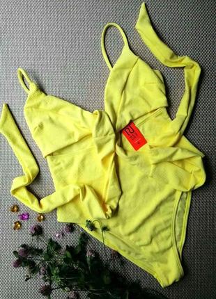 Отрядный, слитный купальник в желтом цвете river island5 фото