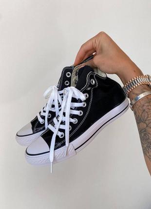 Кеды черно-белые текстиль, converse all star black-white3 фото