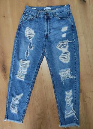 Джинсы женские синие mom pull & bear, размер м