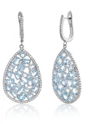 Срібні сережки з топазом sky blue (s002333)