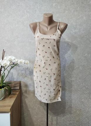 Летнее короткое трикотажное платье на брителях с цветочным принтом boohoo, s