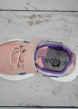 Кросівки для дівчинки рожеві фіолетові стильні зручні на шнурівці і липучці8 фото