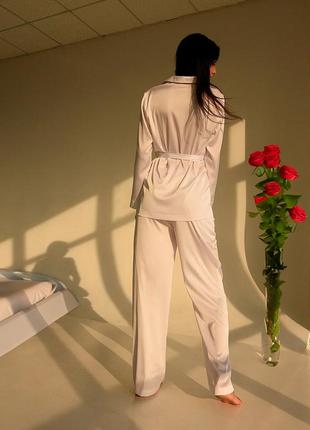 Элегантная шелковая пижама mira&am рубашка и брюки