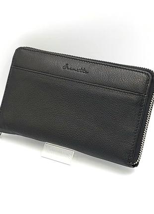 Кошелек женский кожаный на змейке черный eremette 40633 black