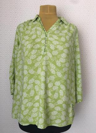 Сочная и вкусная блузка салатового цвета с ананасовым принтом бренда cecil, размер l