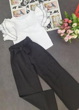 Класичний костюм двійка брюки палаццо та блуза