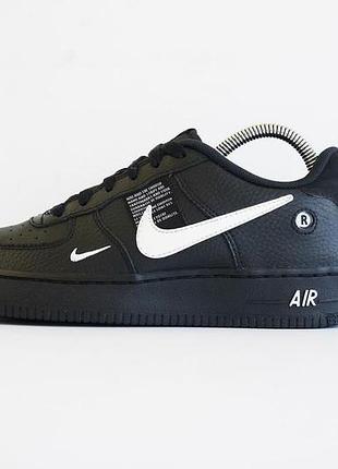 Кожаные кроссовки nike DA4263 air force 1 lv8 utility gs black white размер 38
