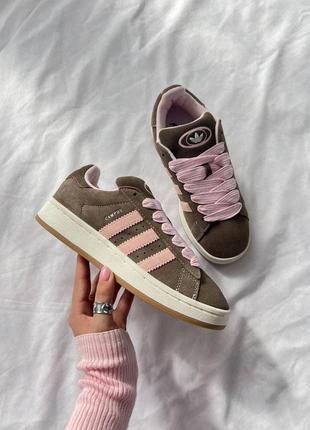 Жіночі кросівки adidas campus brown pink адідас кампус коричневого з рожевим кольорів