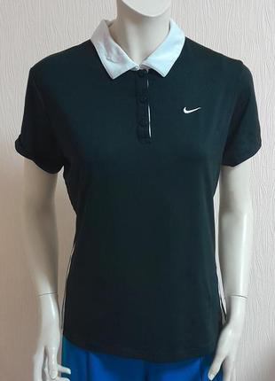 Фірмова футболка поло чорного кольору nike tennis dry fit made in cambodia, 💯 оригінал