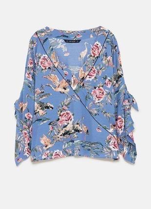 Женская свободная голубая блуза кимоно zara