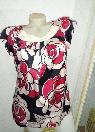 Распродажа 2+1 блуза шелк подкладка розы