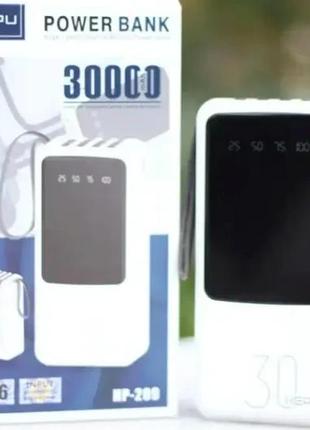 Power bank hepu hp209 30000mah портативная зарядка для телефона, повербанк с набором зарядных кабелей