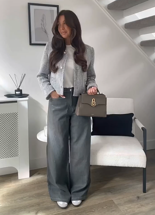 Вощеные серые джинсы zara
