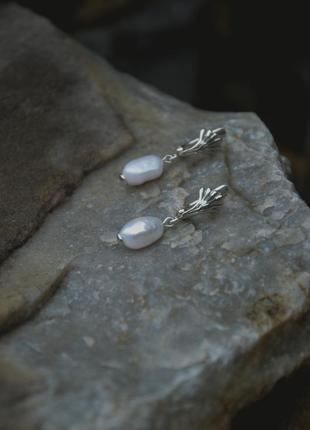 Серебряные серьги с жемчужинами2 фото