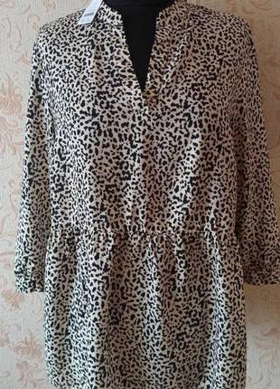 Стильна (нова) оверсайз віскозна блуза туніка в леопардовий принт george