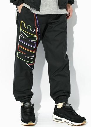 Спортивні штани нейлонові nike rainbow logo pants black dx0622-010