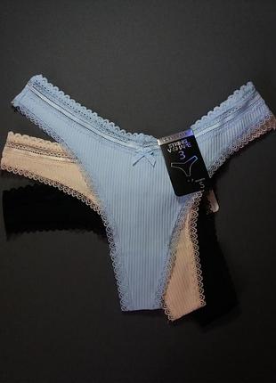 Новый набор трусики стринги, рубчик, s