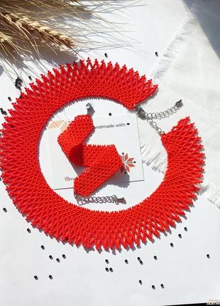 Силка из бисера и браслет, комплект украшений