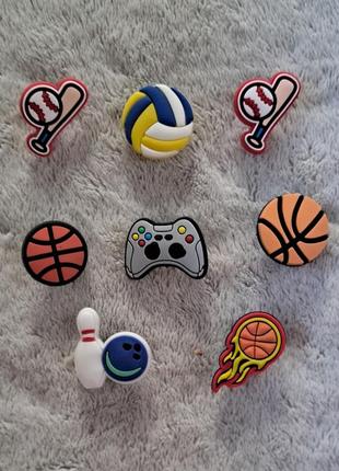 Джибітси для кроксів сабо для хлопчиків для дівчинки, джибитсы для кроксов мячики, дитячі джибітси м'ячик,футбол, бита кегля