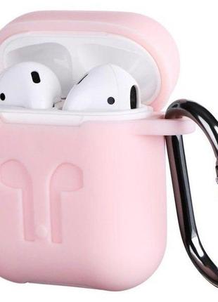 Чехол для наушников apple airpods с карабином, розовый (3.0mm) - чехлы для airpods