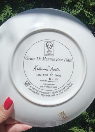 Коллекционная фарфоровая тарелка grace de monaco rose лимитированный выпуск.